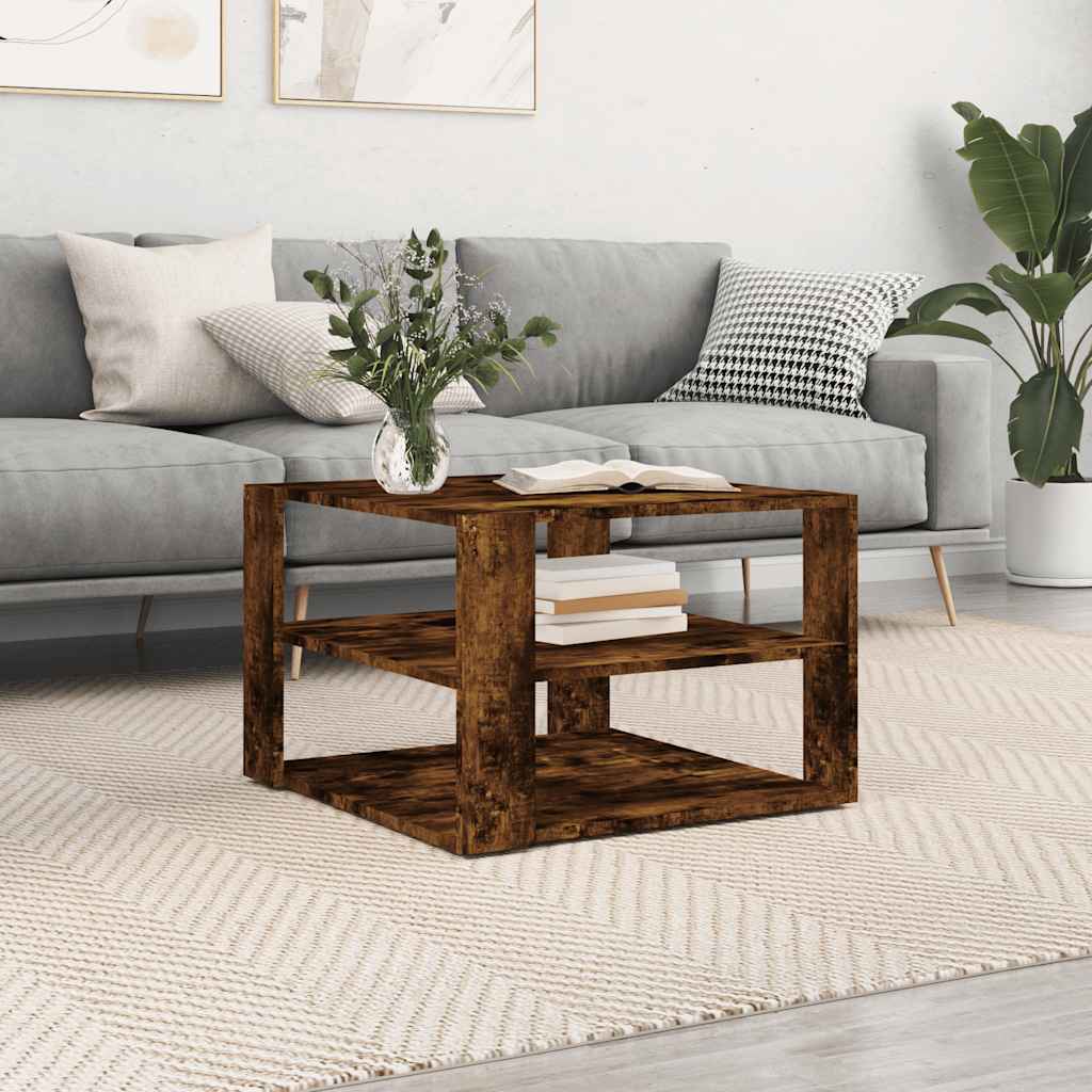 Mesa de centro 58x58x40cm derivados madeira carvalho fumado