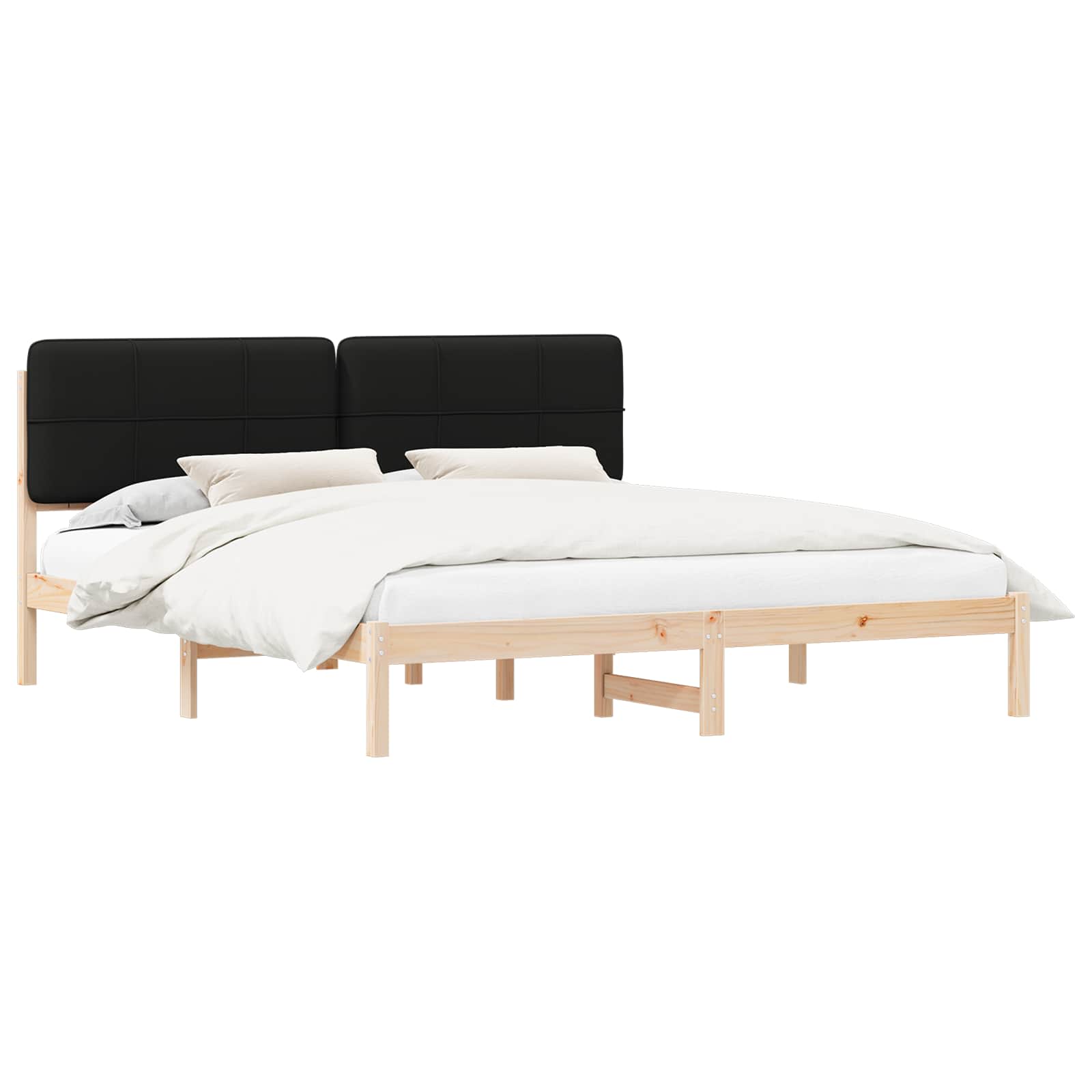 Estrutura de cama com cabeceira estofada preto 180 x 200 cm