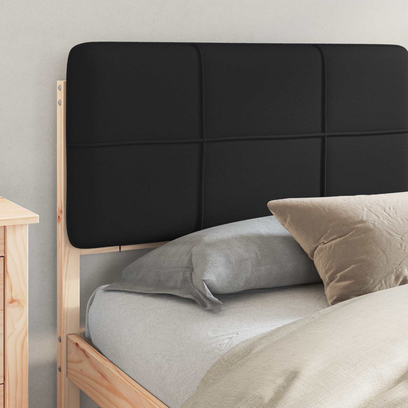 Estrutura de cama com cabeceira estofada preto 180 x 200 cm