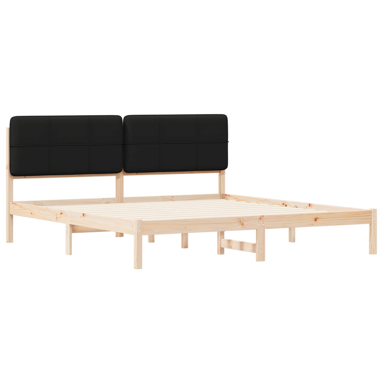 Estrutura de cama com cabeceira estofada preto 180 x 200 cm