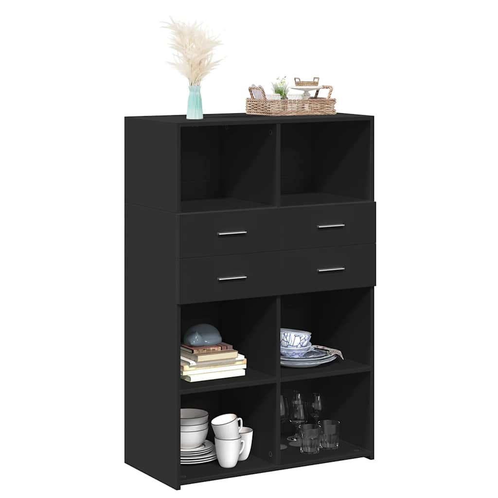 Armário alto 80x42,5x124 cm derivados de madeira preto