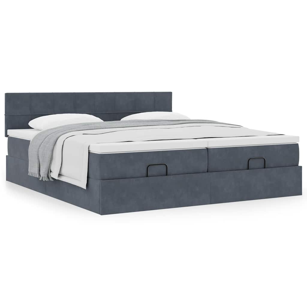 Estrutura cama otomana colchões 180x200 cm cinzento escuro