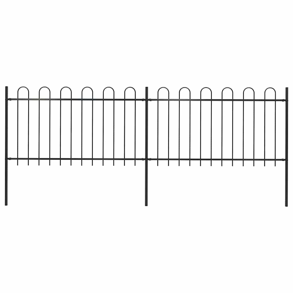 Cerca de jardim com arco superior em aço 337x100 cm preta