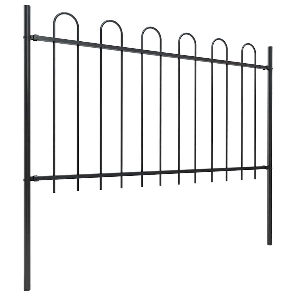 Cerca de jardim com arco superior em aço 337x100 cm preta