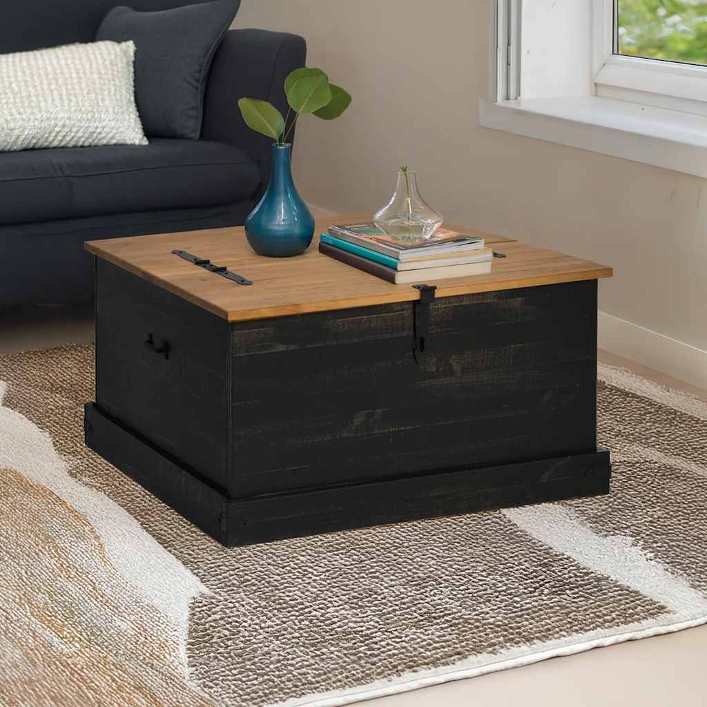 Caixa de arrumação halden 91x91x47 cm pinho maciço preto