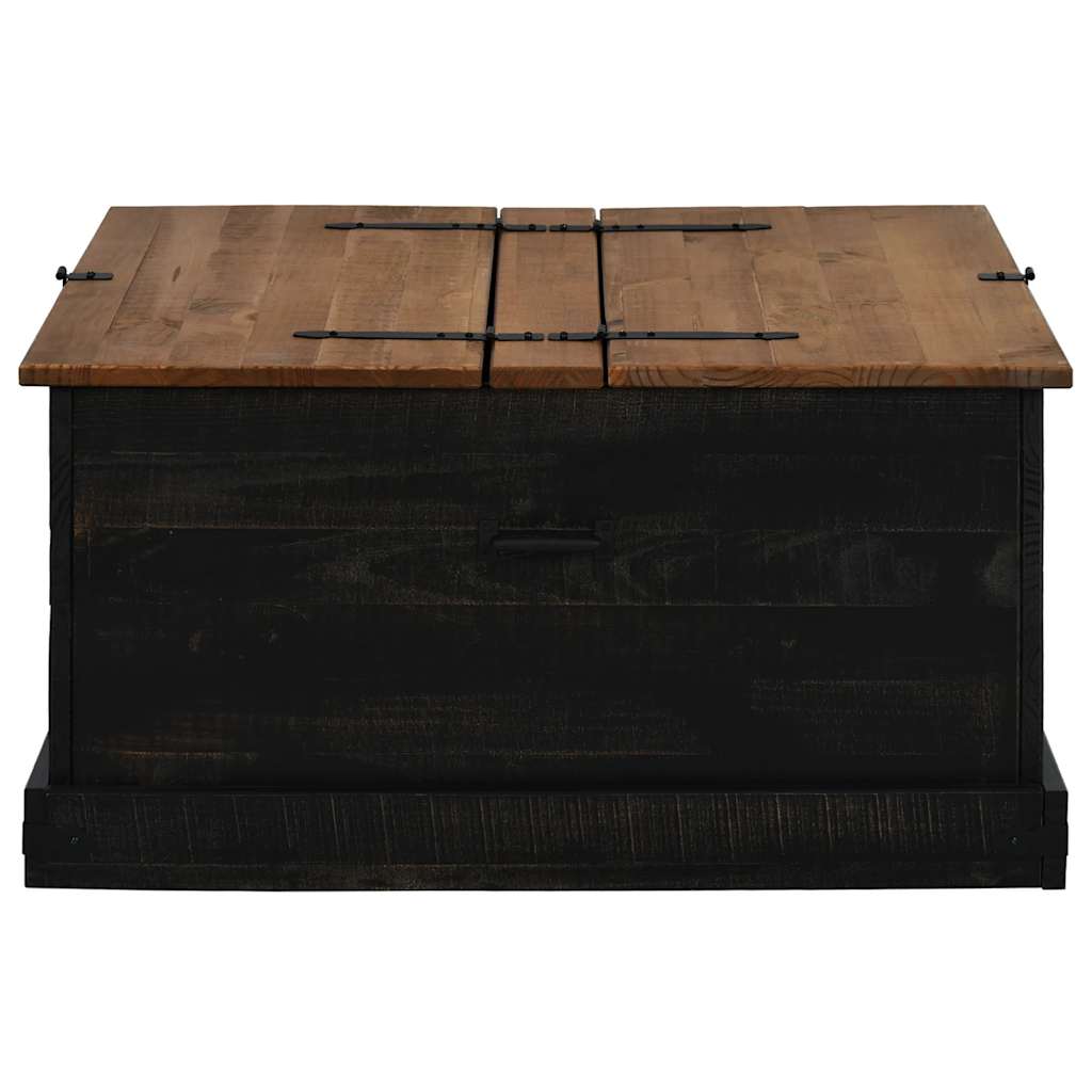 Caixa de arrumação halden 91x91x47 cm pinho maciço preto