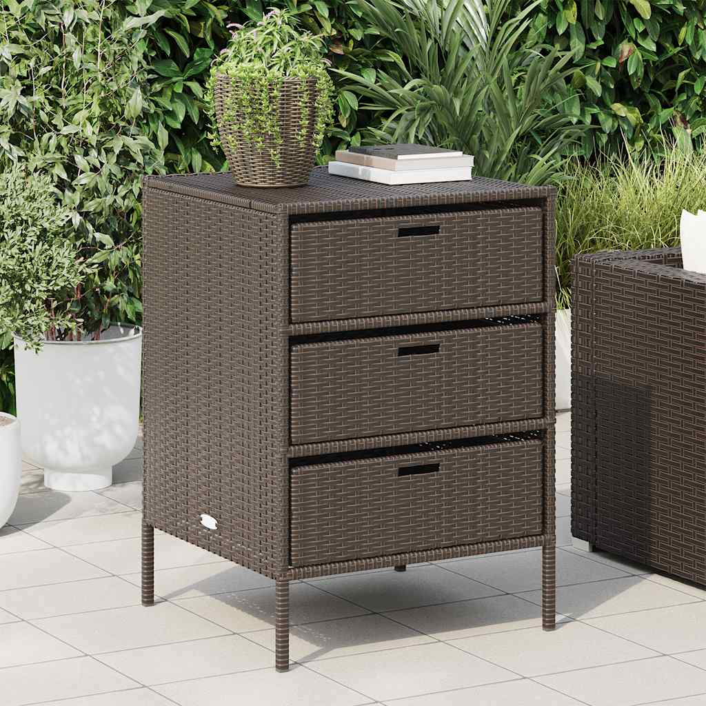 Armário de arrumação para jardim 55x59x80 cm vime PE castanho