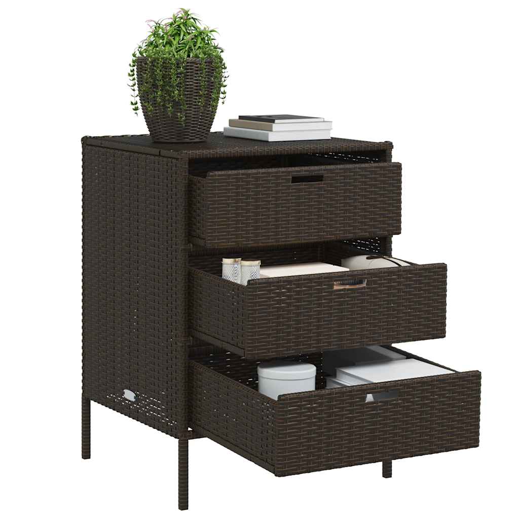 Armário de arrumação para jardim 55x59x80 cm vime PE castanho