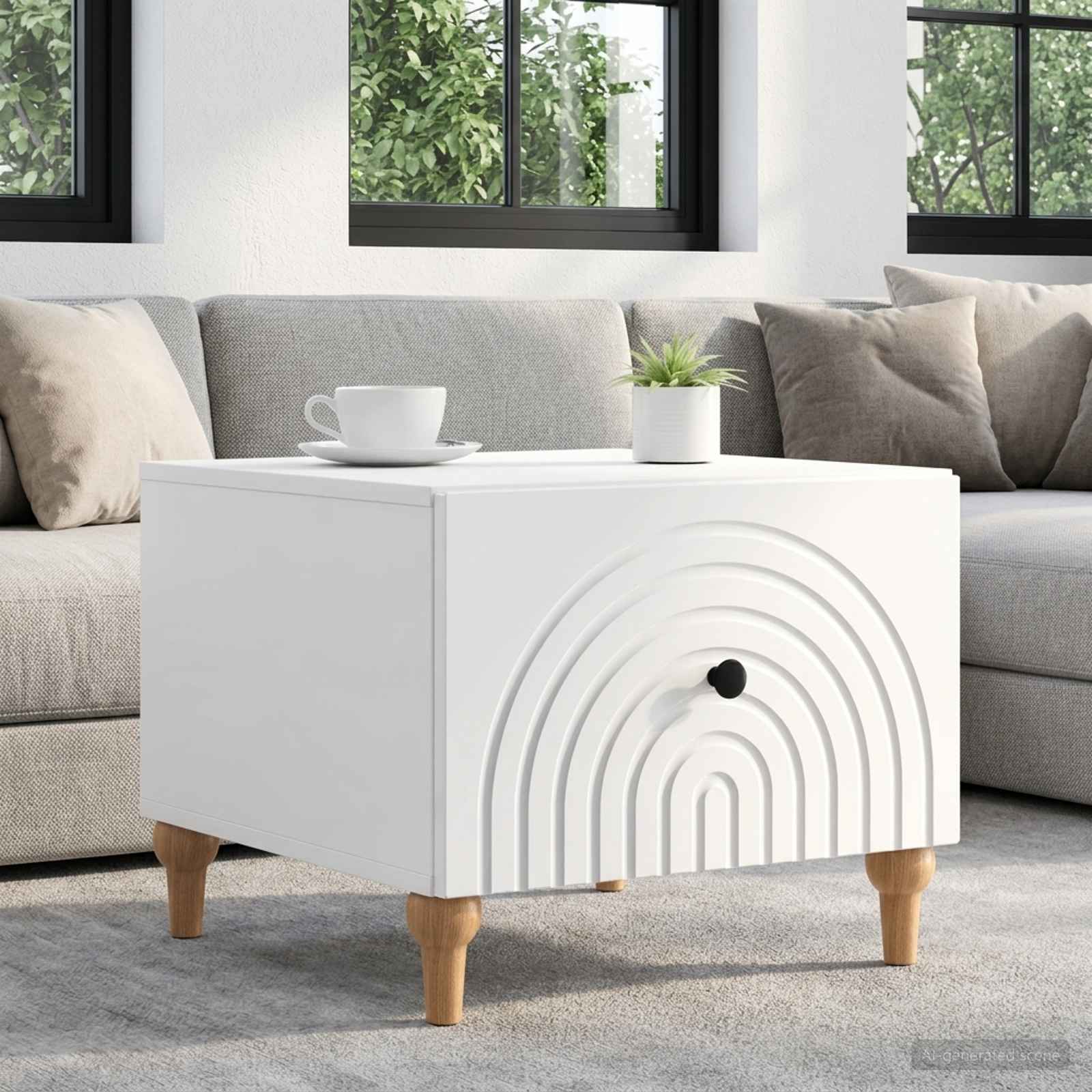 Mesa de centro com gaveta branco brilhante 49 x 50 x 40 cm