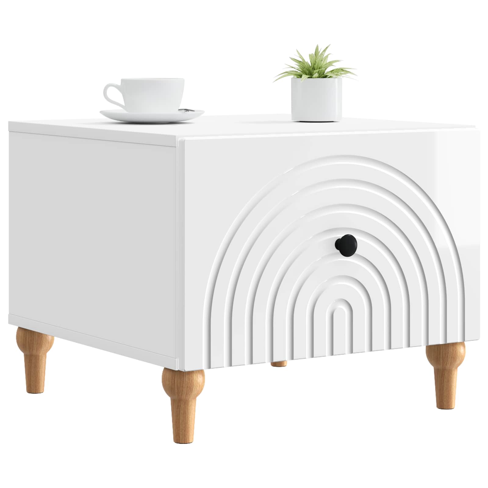 Mesa de centro com gaveta branco brilhante 49 x 50 x 40 cm