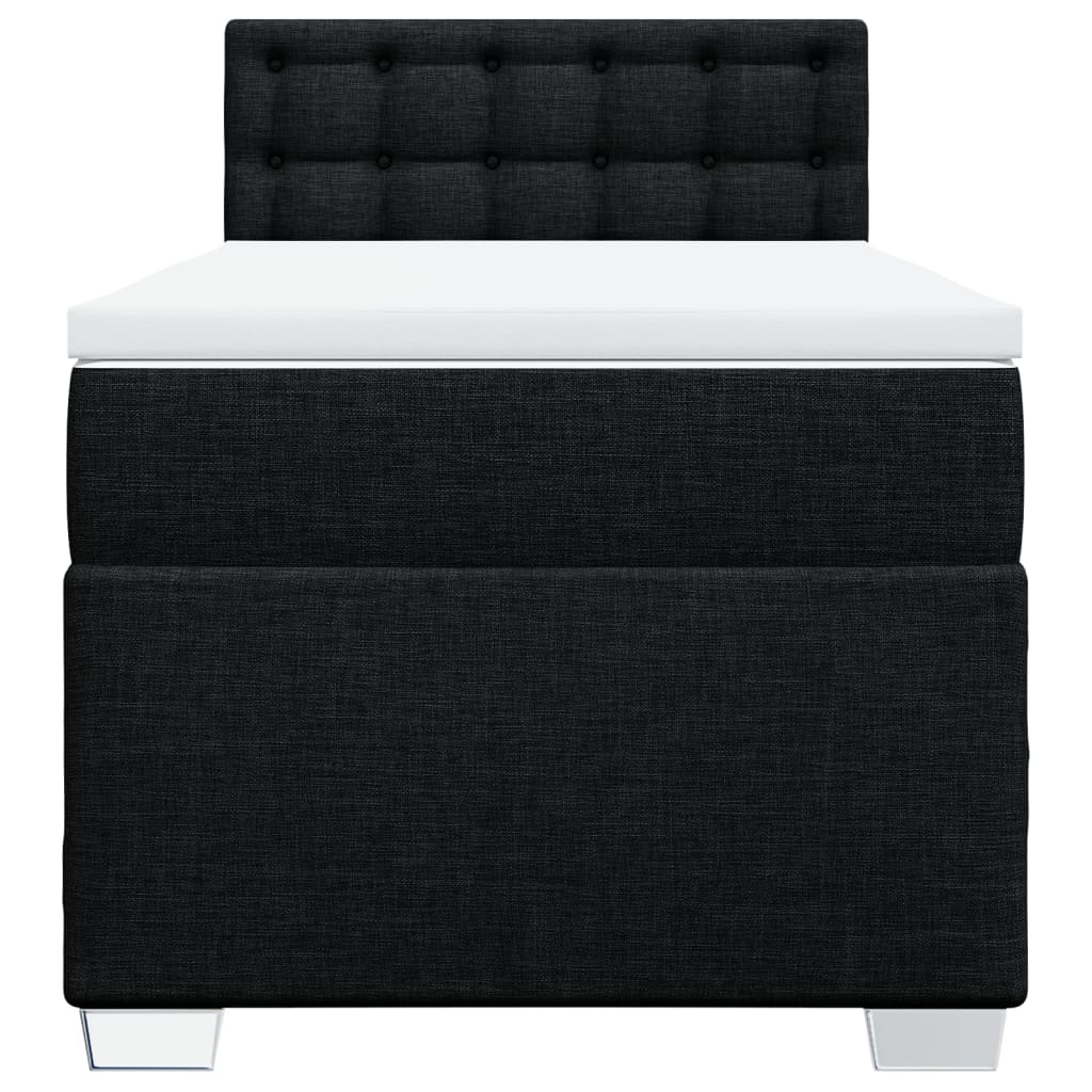 Cama com molas/colchão 100x200 cm tecido preto