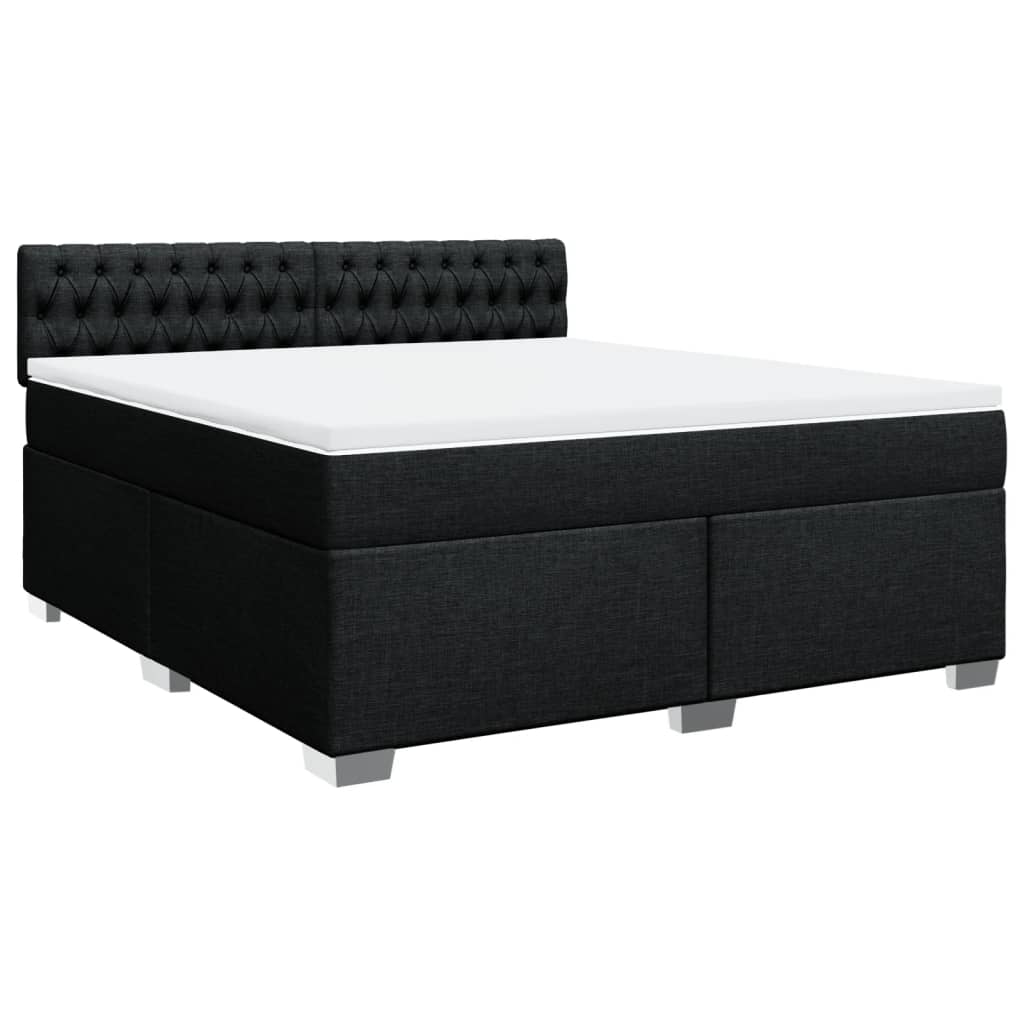 Cama com molas/colchão 180x200 cm tecido preto