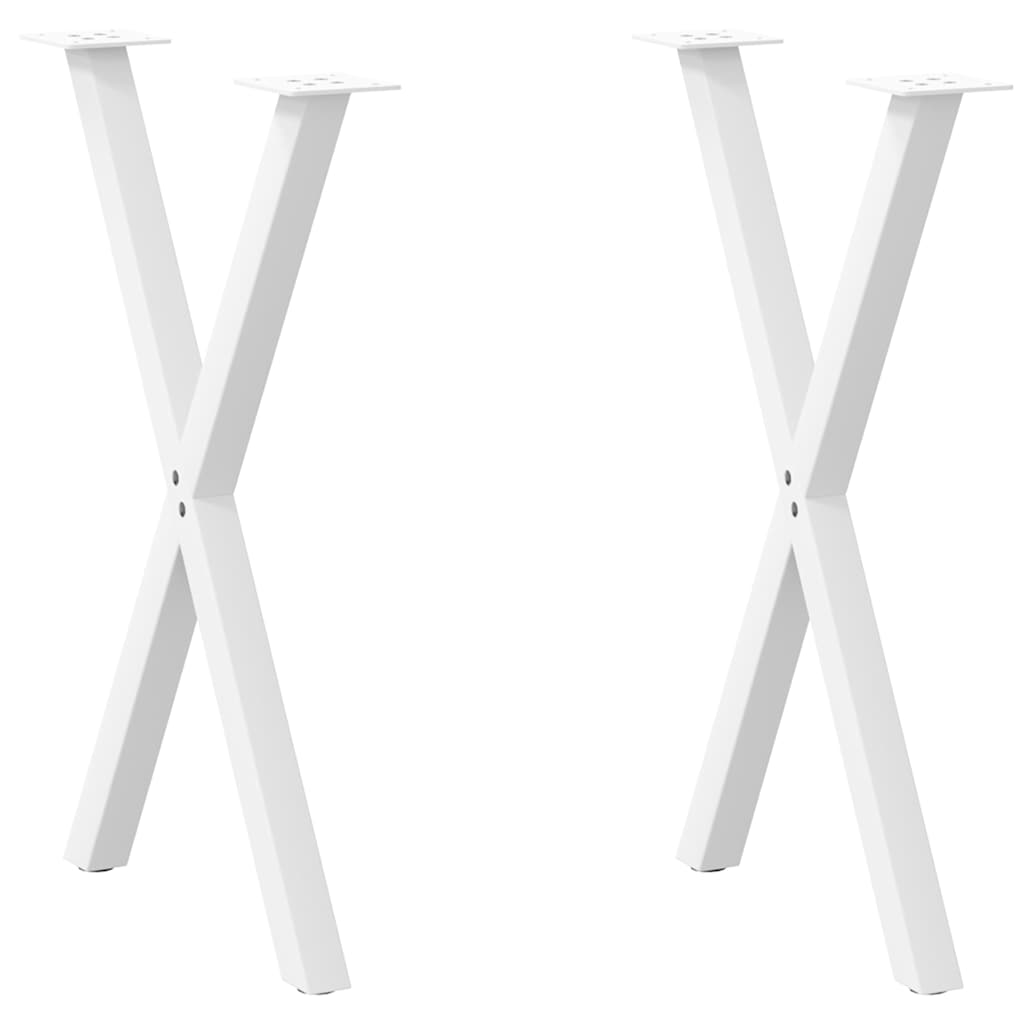 Pés para mesa de jantar em formato de x, 2 peças, branco, 57x(72-73) cm, aço