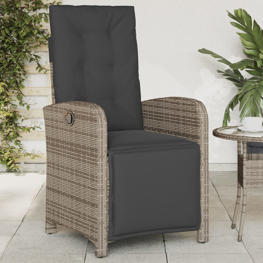 Cadeiras jardim reclináveis 2 pcs c/ apoio de pés vime PE cinza