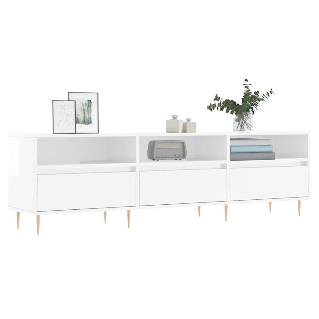 Móvel p/ TV 150x30x44,5 cm derivados madeira branco brilhante
