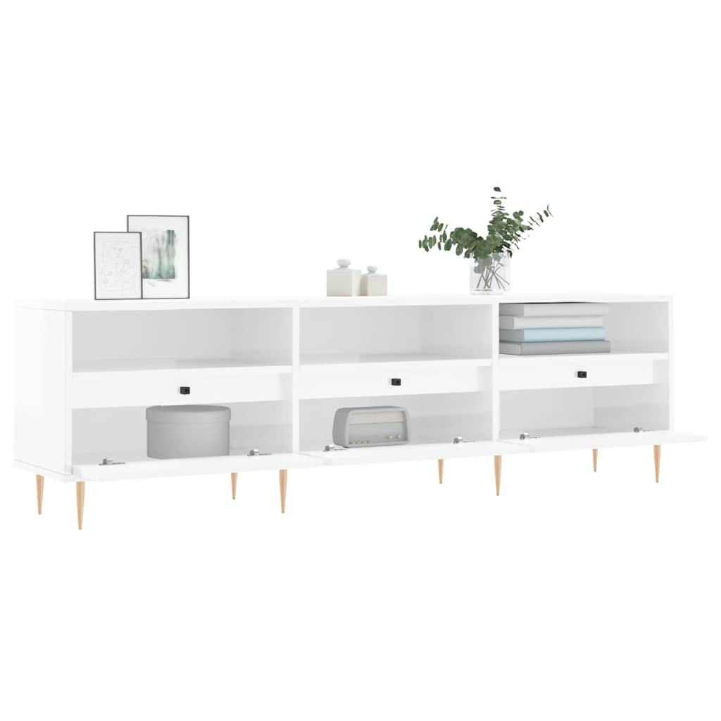Móvel p/ TV 150x30x44,5 cm derivados madeira branco brilhante