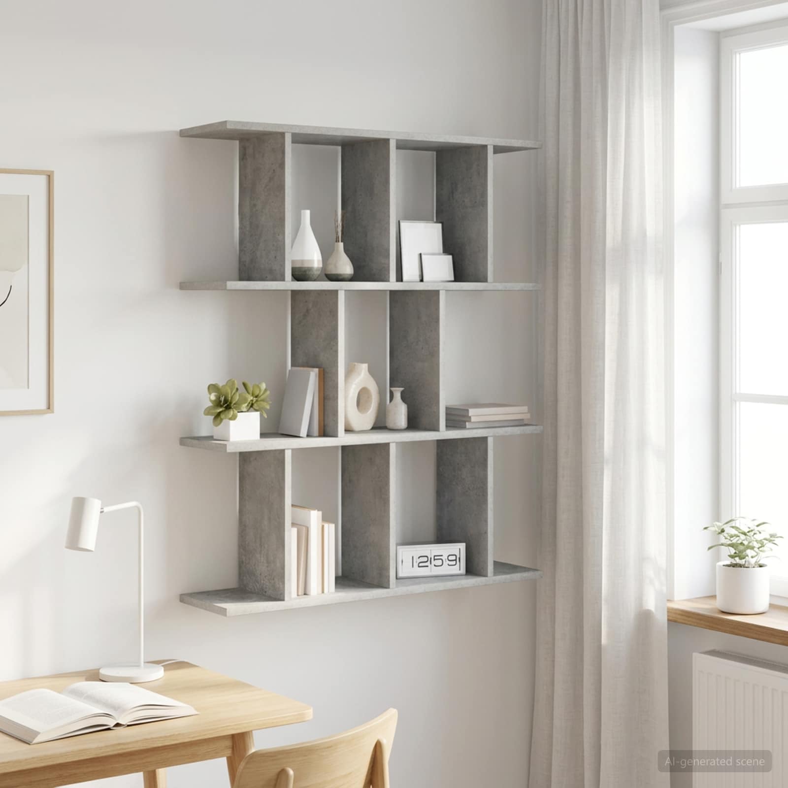 Prateleira de parede cinzento cimento 80 x 20 x 96 cm