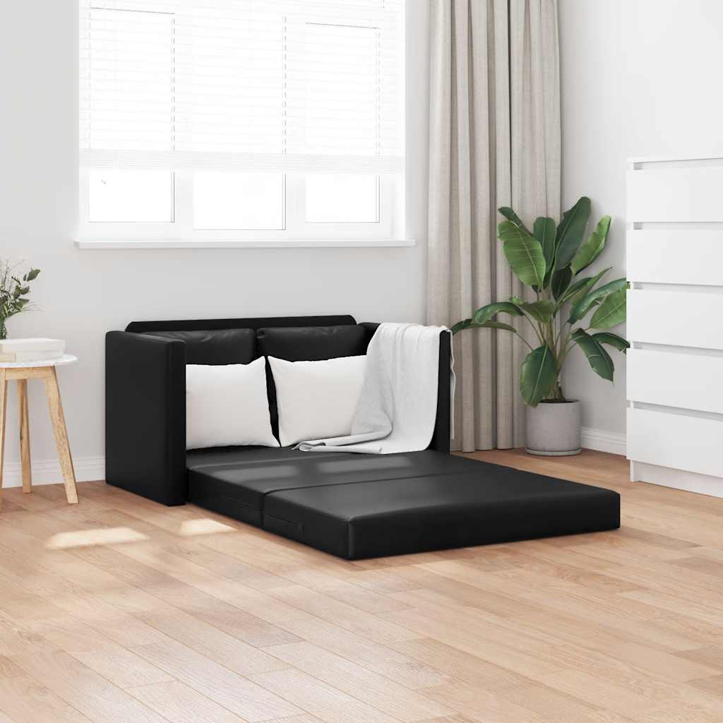 Sofá-cama sem pés 112x174x55 cm couro artificial preto