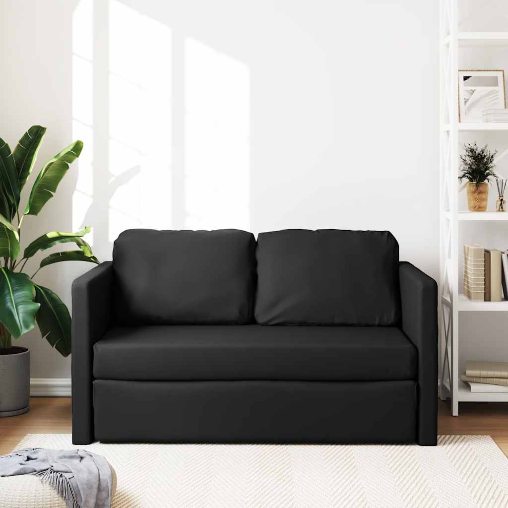 Sofá-cama sem pés 112x174x55 cm couro artificial preto