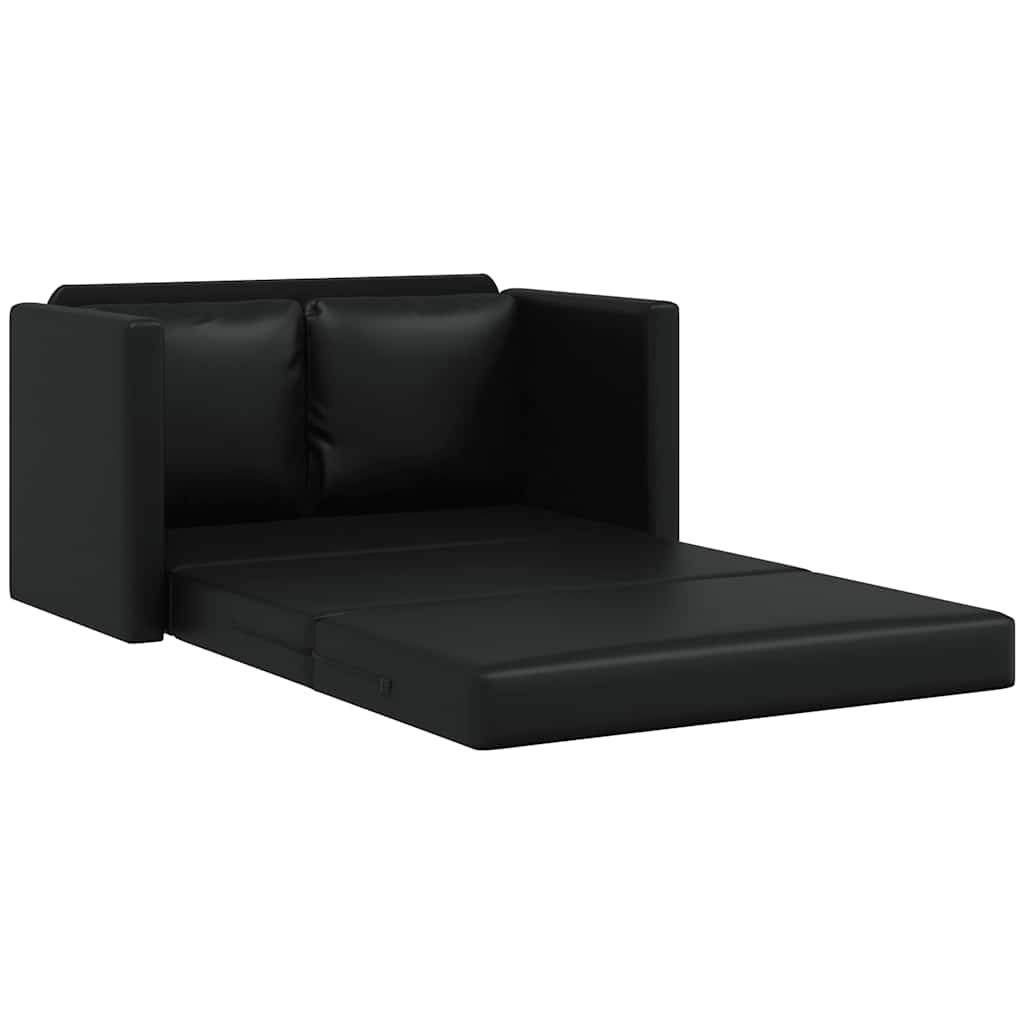 Sofá-cama sem pés 112x174x55 cm couro artificial preto