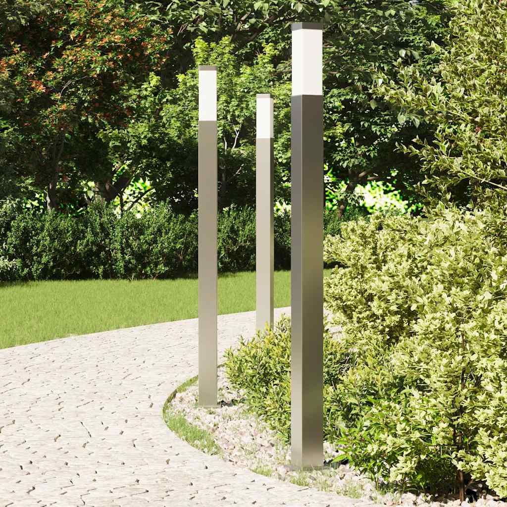 Luminárias de balizador, 3 peças, 110 cm, aço inoxidável, IP44