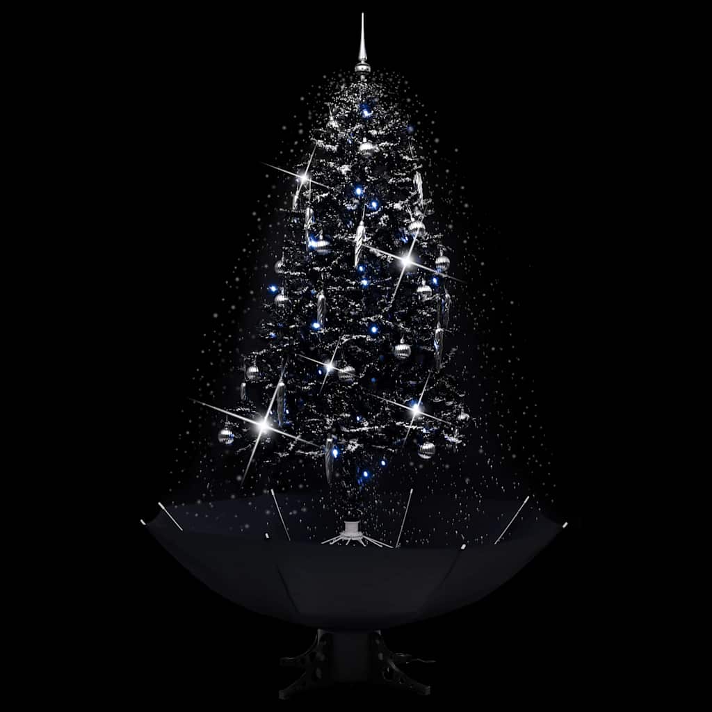 Árvore natal c/ neve base formato guarda-chuva 190 cm PVC preto