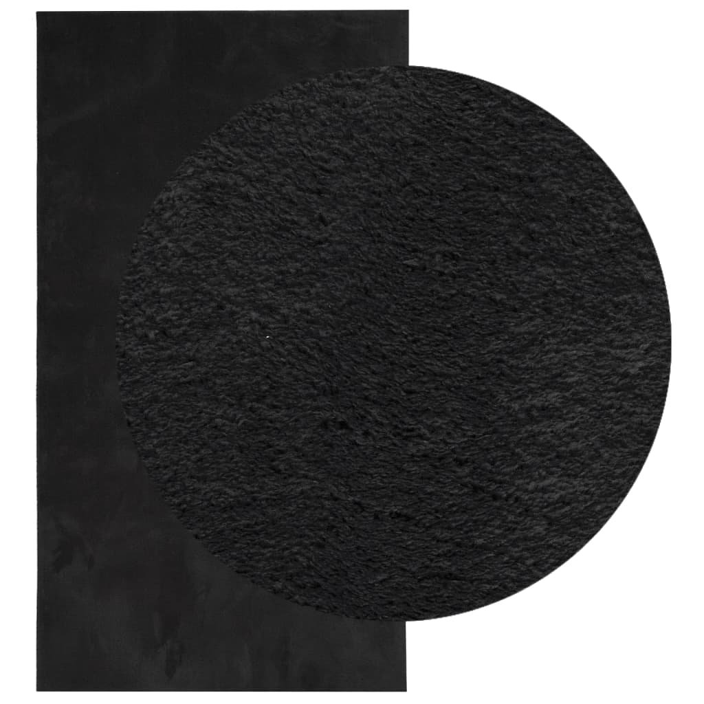 Tapete pelo curto macio e lavável huarte 60x110 cm preto