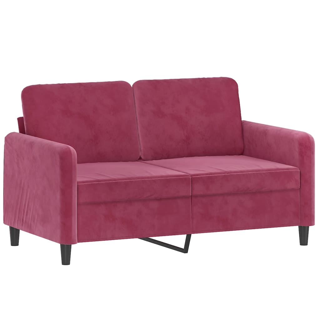 3 Pcs conjunto de sofás veludo vermelho-tinto