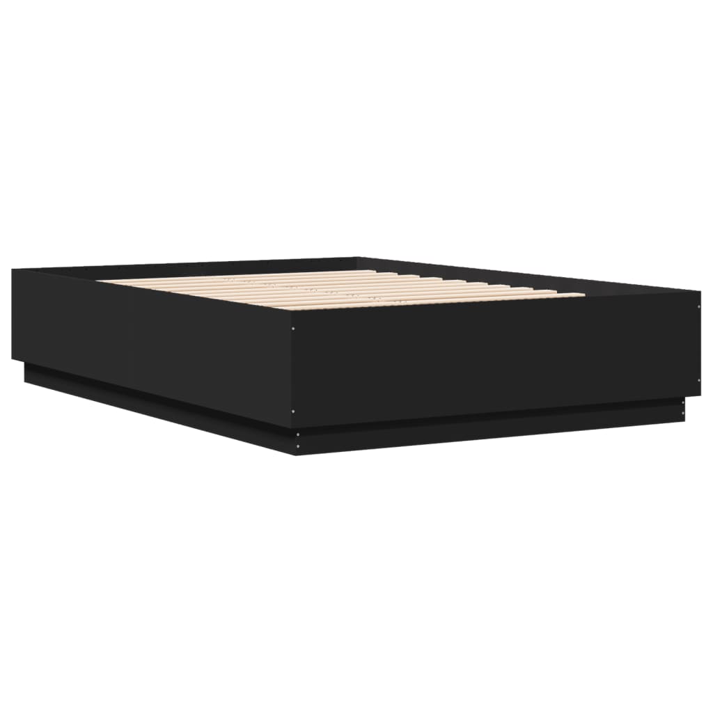 Estrutura de cama com LED sem colchão 150x200 cm preto