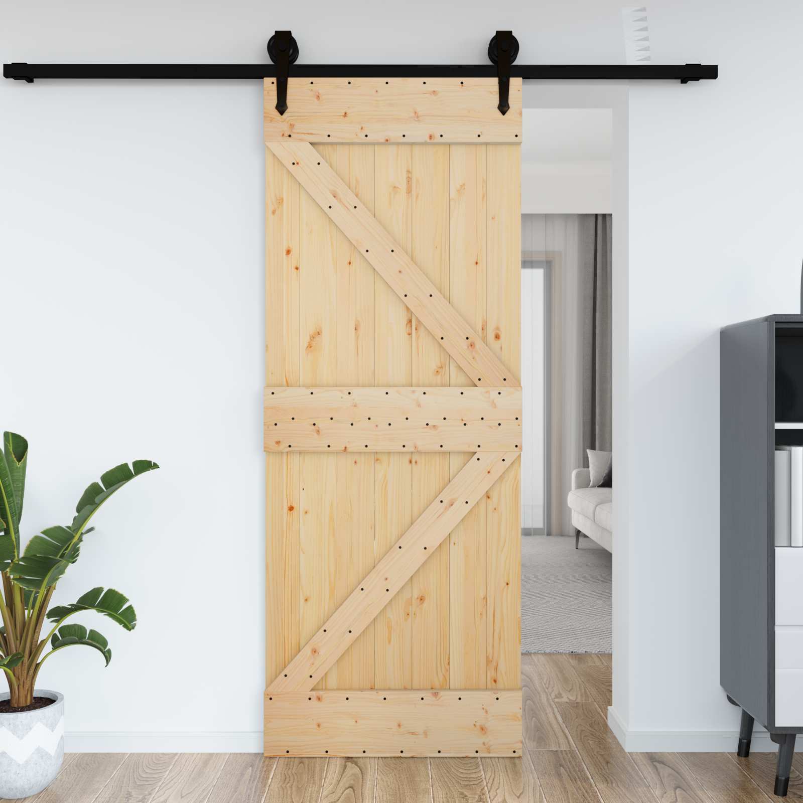 Porta narvik natural 70 x 210 cm madeira de pinus sólida