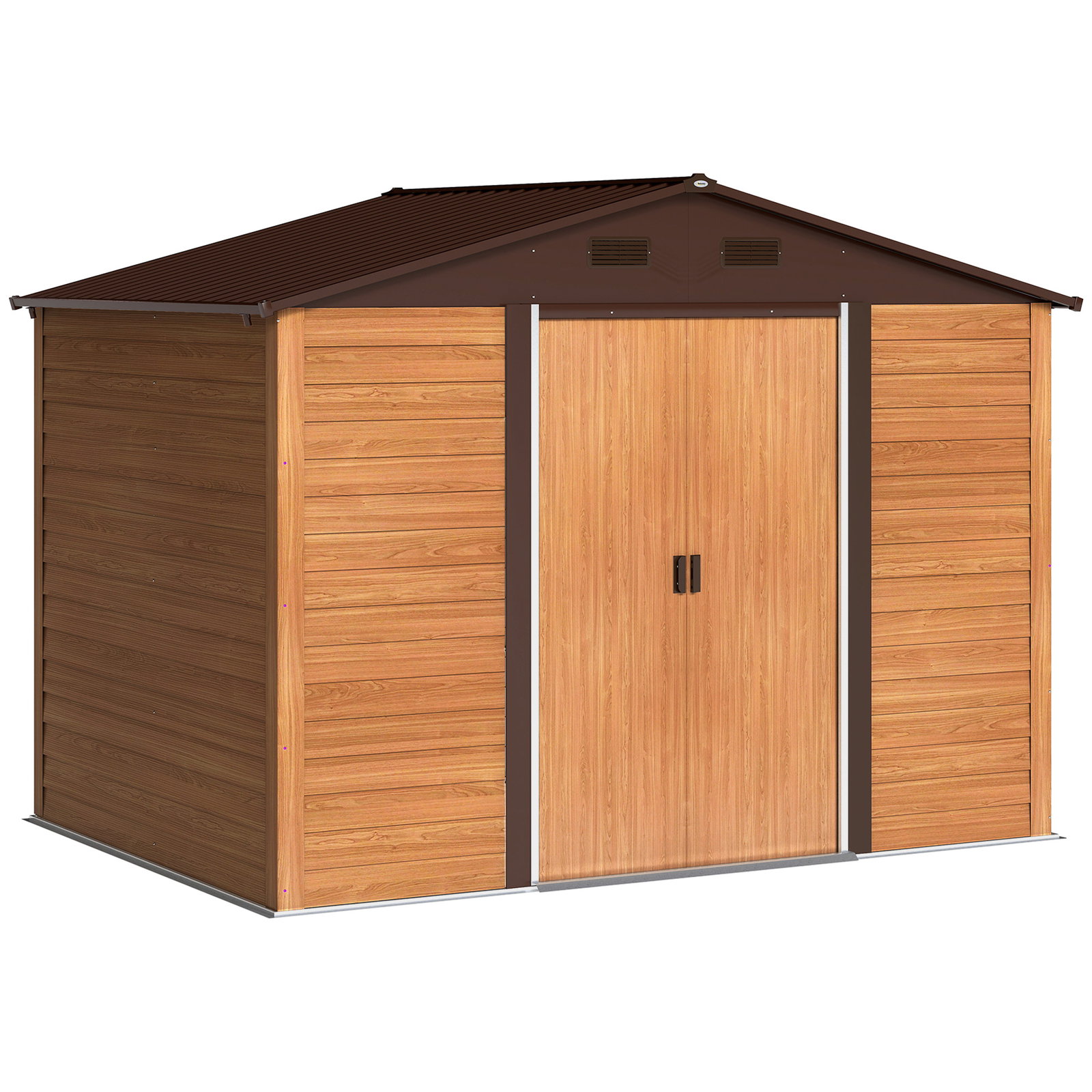 Abrigo de jardim 4,84 m² 278x195x215 cm abrigo de jardim com 2 portas de correr e 4 janelas de ventilação madeira e marrom