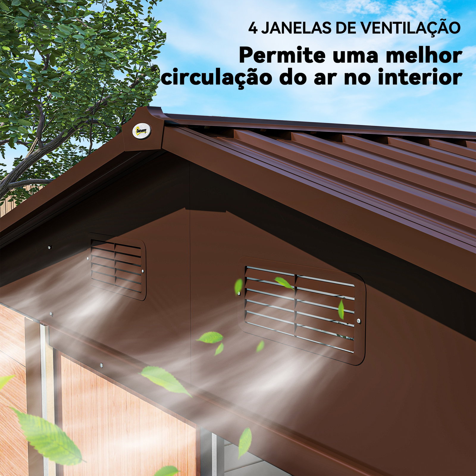 Abrigo de jardim 4,84 m² 278x195x215 cm abrigo de jardim com 2 portas de correr e 4 janelas de ventilação madeira e marrom