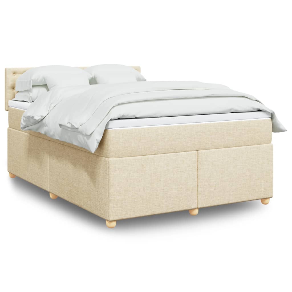 Cama com molas/colchão 160x200 cm tecido cor creme