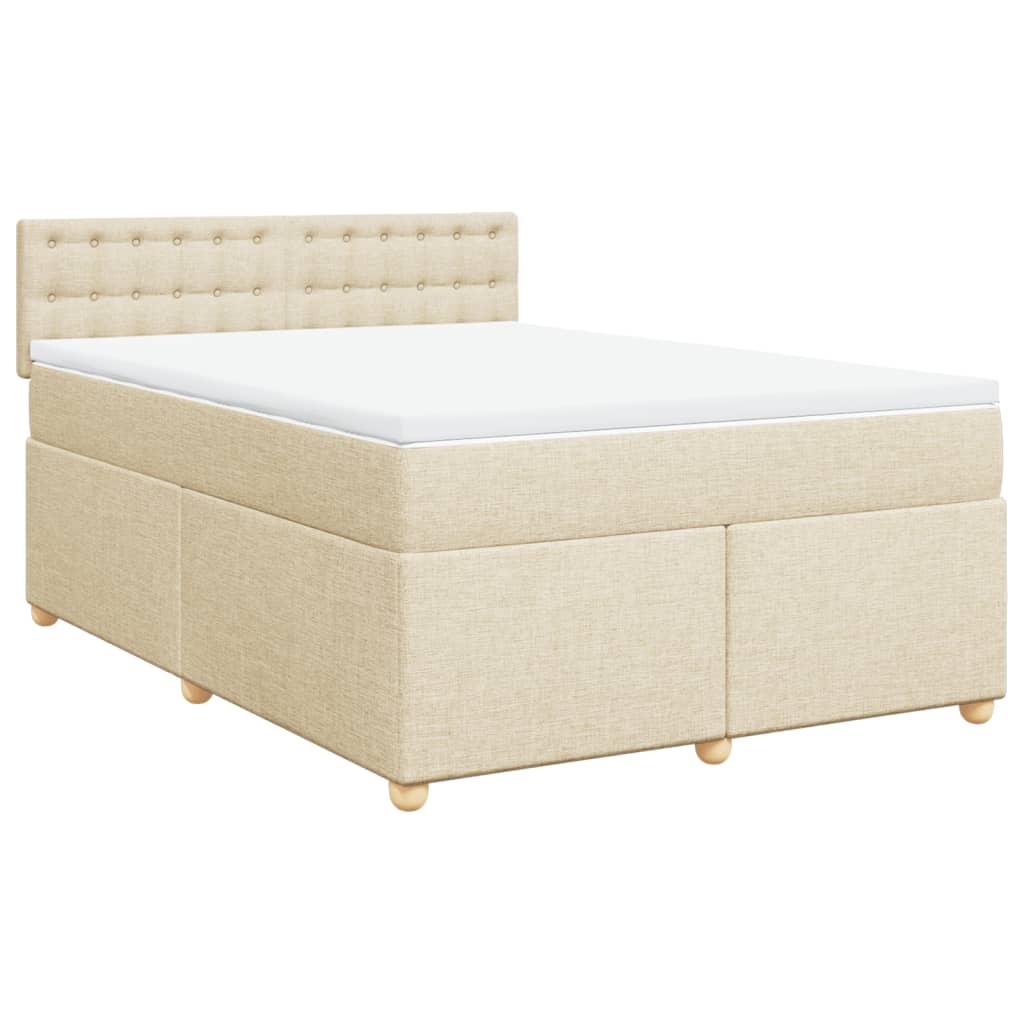 Cama com molas/colchão 160x200 cm tecido cor creme