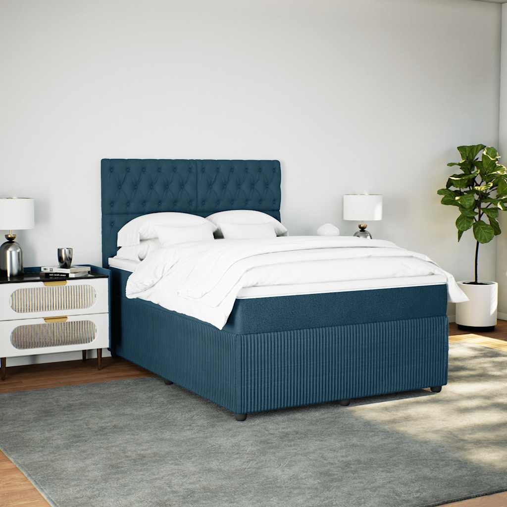 Cama com molas/colchão 160x200 cm veludo azul-escuro