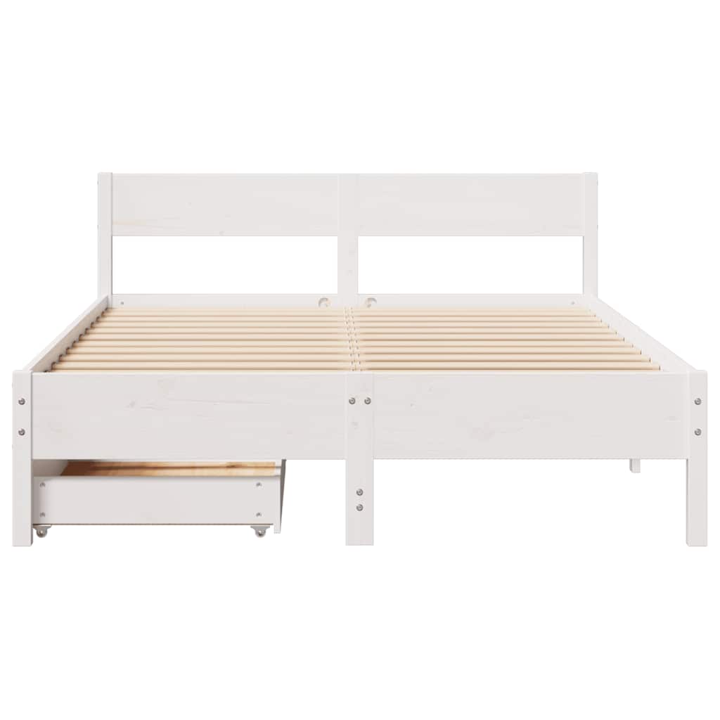 Cama sem colchão 120x200 cm madeira de pinho maciça branco