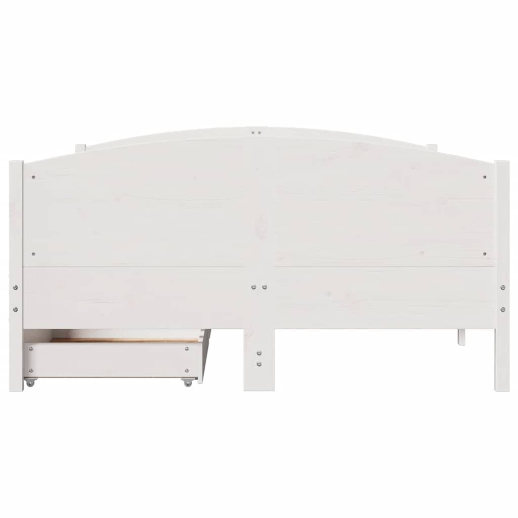 Cama sem colchão 140x200 cm madeira de pinho maciça branco