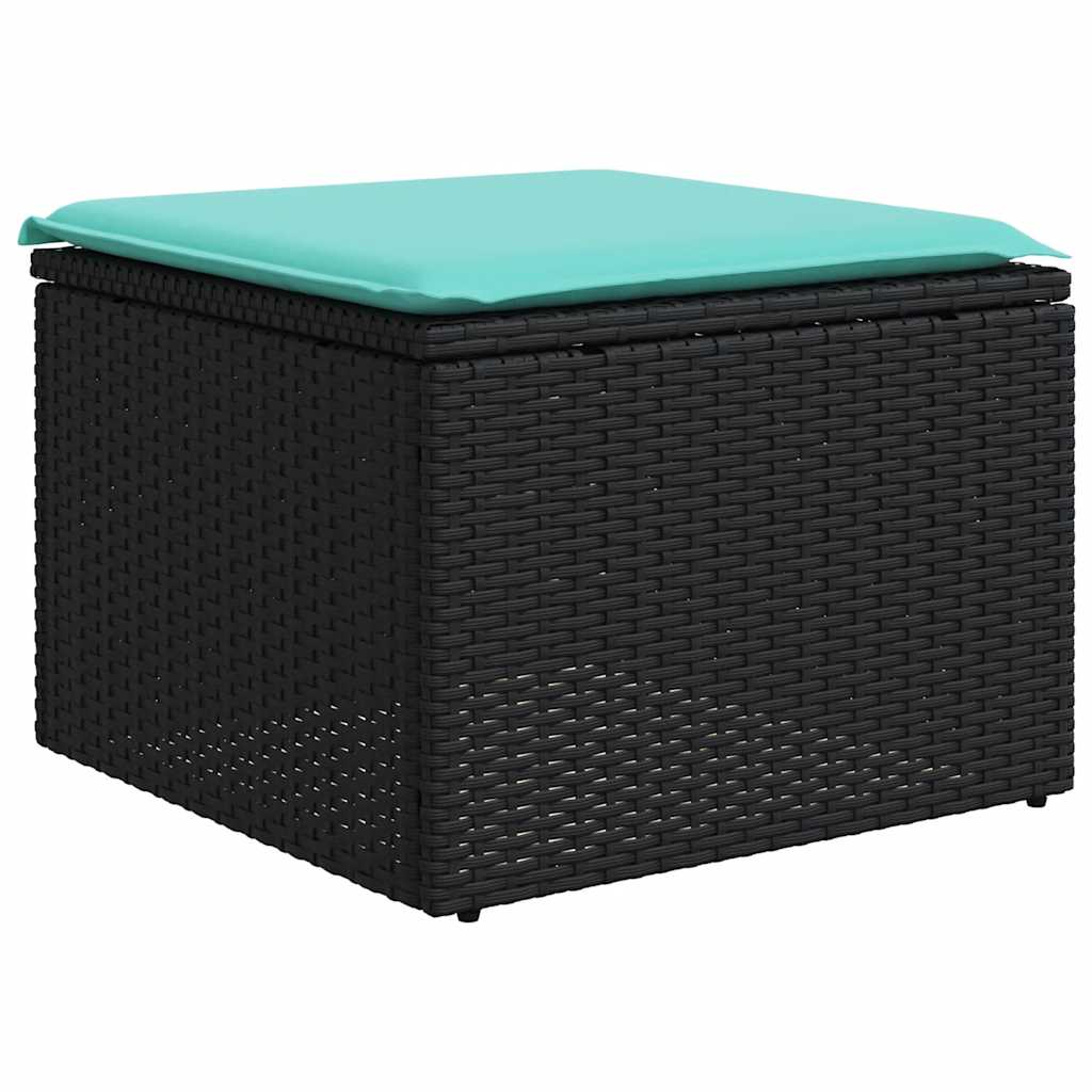 2 Pcs conjunto sofás jardim c/ almofadões vime PE/acácia preto