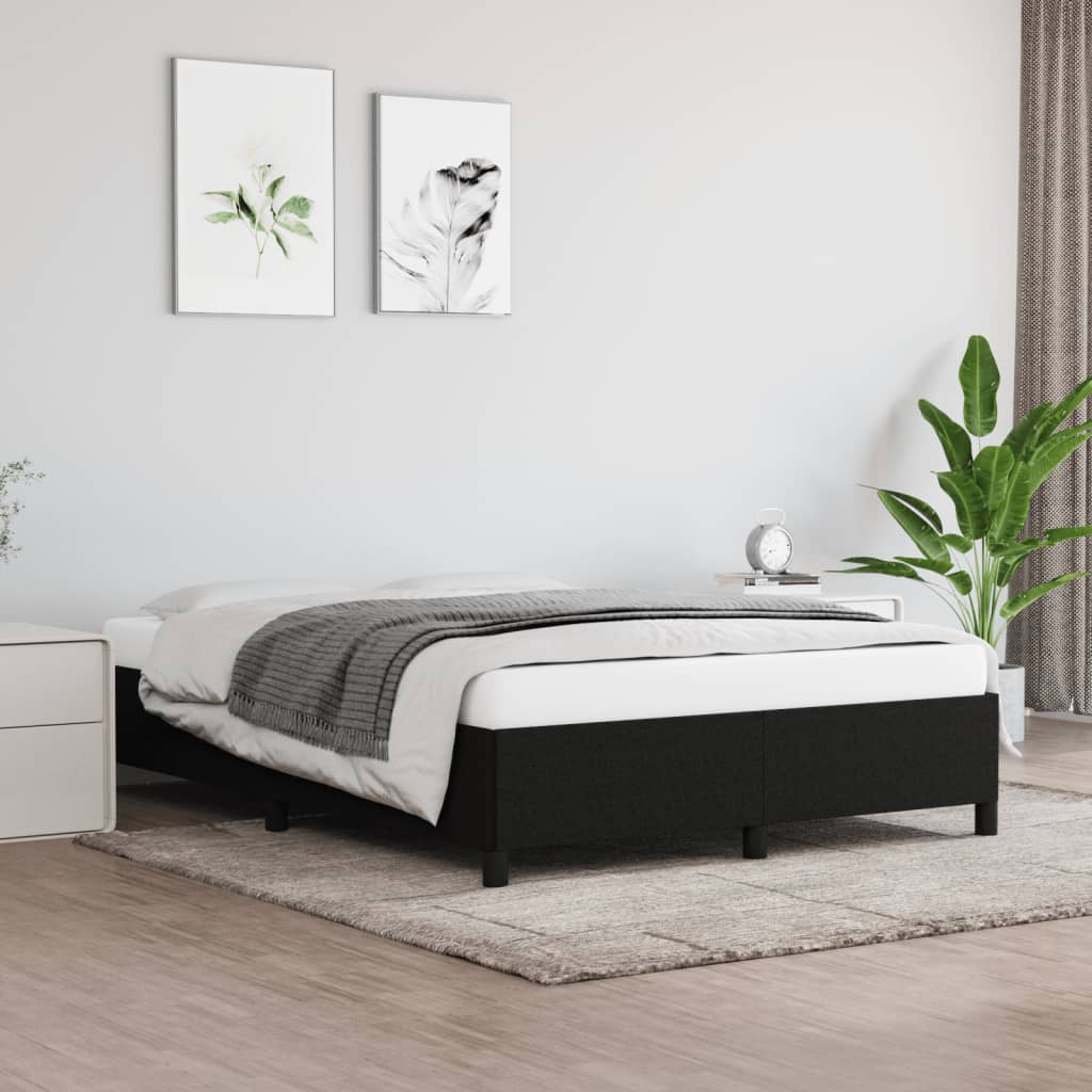 Estrutura de cama sem colchão 140x190 cm tecido preto