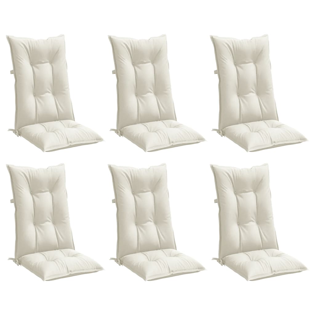Almofadões para cadeiras altas 6 pcs mesclado tecido creme