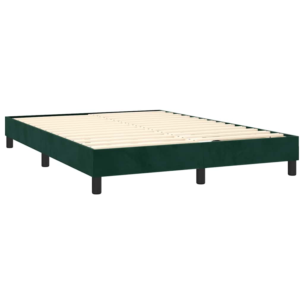Cama com molas/colchão 140x190 cm veludo verde-escuro