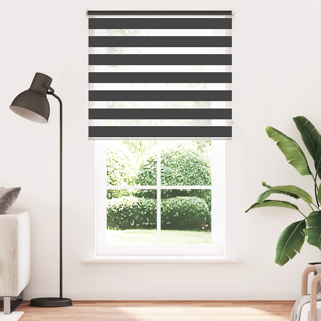 Cortina zebra, 120,9 x 230 cm, largura do tecido 116,7 cm, preta.