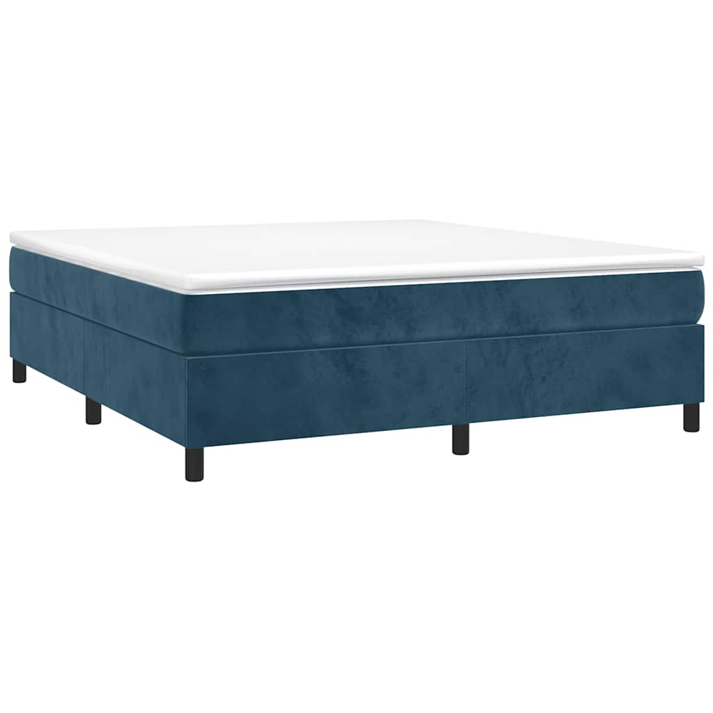 Estrutura de cama com molas 160x200 cm veludo azul-escuro