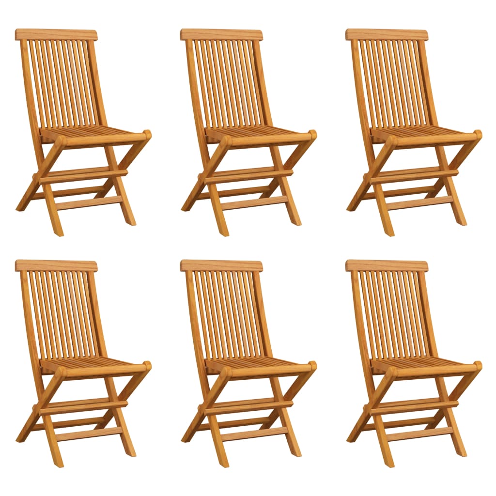 Cadeiras de jardim dobráveis 6 pcs madeira de teca maciça