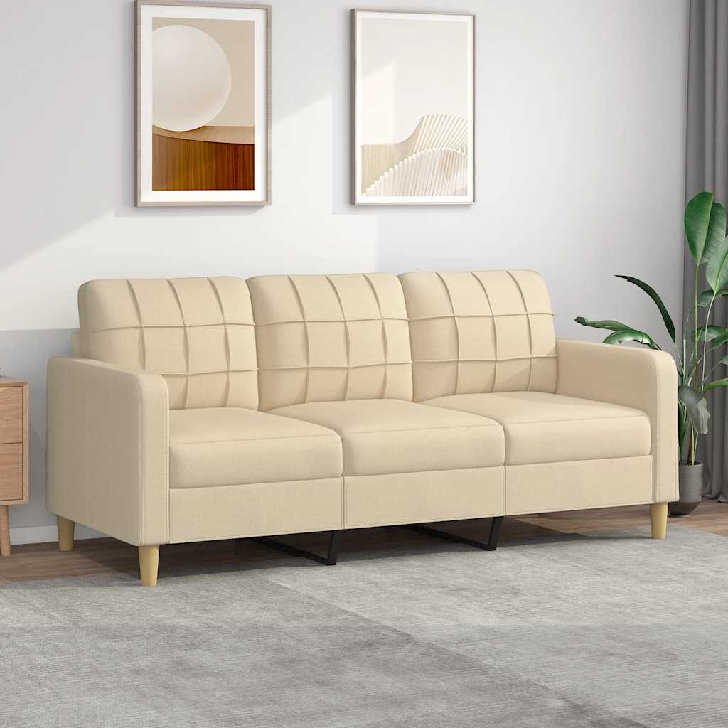 Sofá de 3 lugares tecido 180 cm cor creme