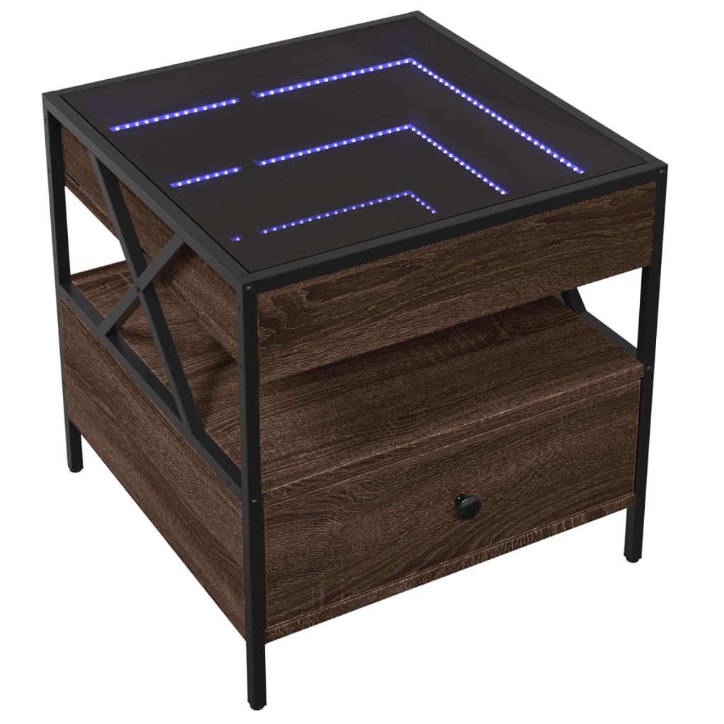 Mesa de centro luzes LED infinity 50x50x51 cm carvalho castanho