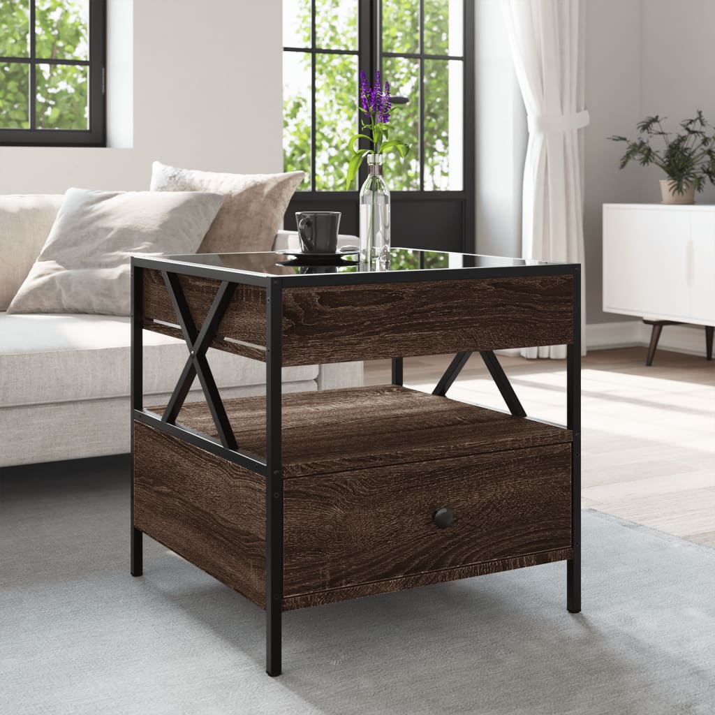 Mesa de centro luzes LED infinity 50x50x51 cm carvalho castanho