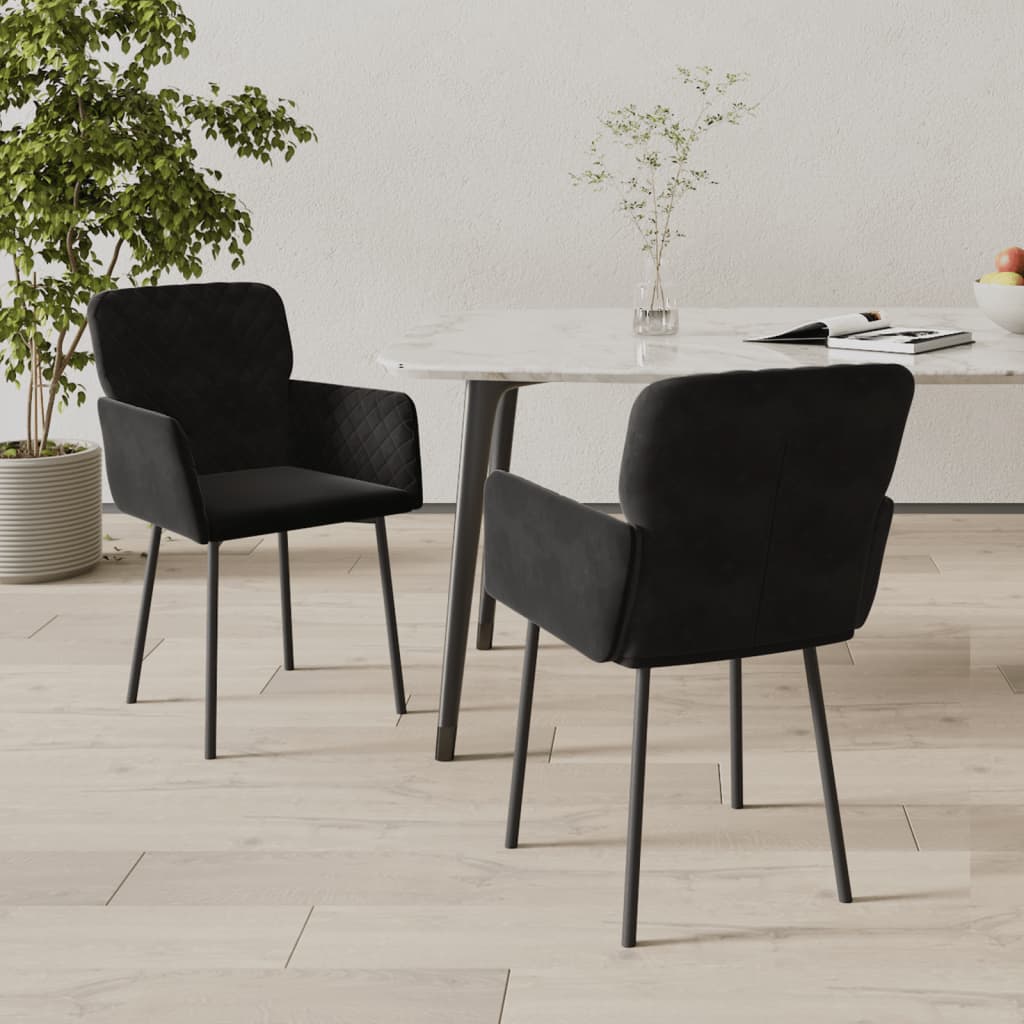 Cadeiras de jantar 2 pcs veludo preto