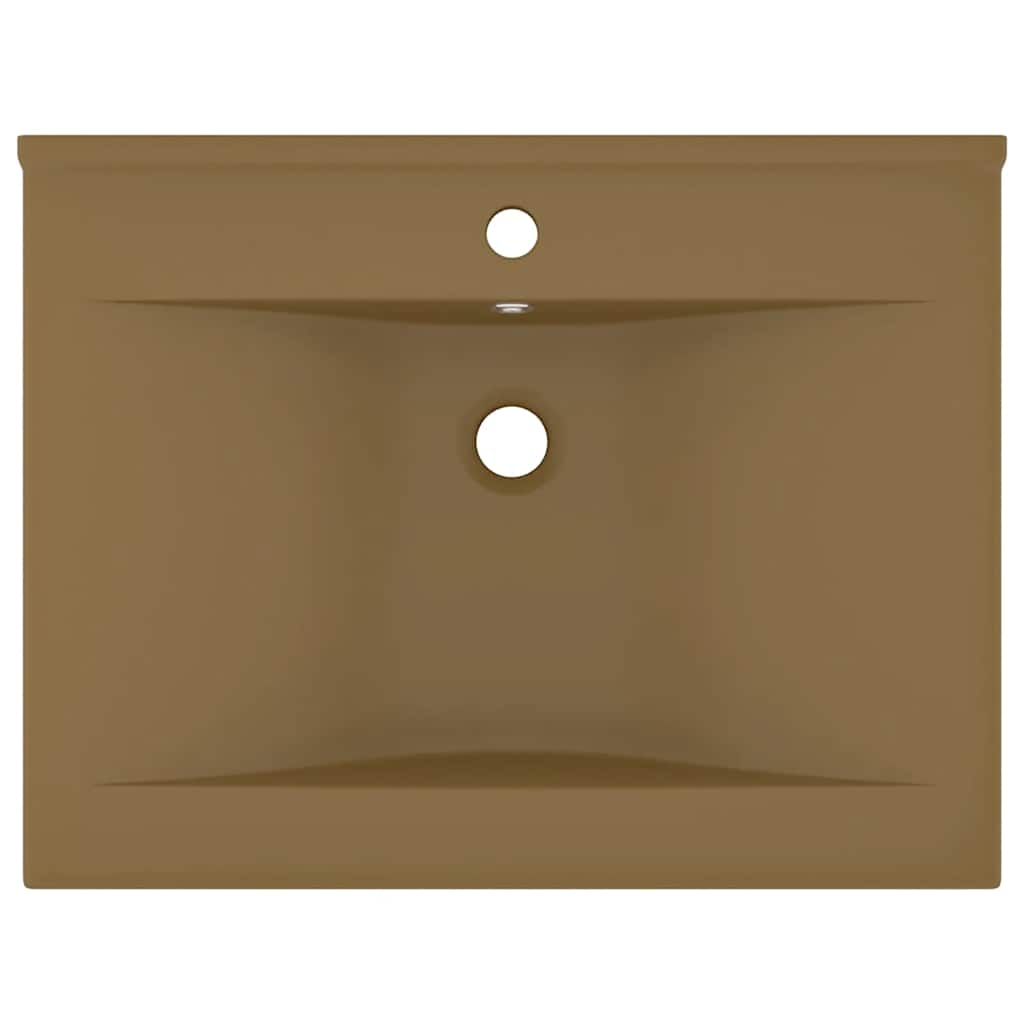 Lavatório c/ orifício de torneira 60x46 cm cerâmica creme mate