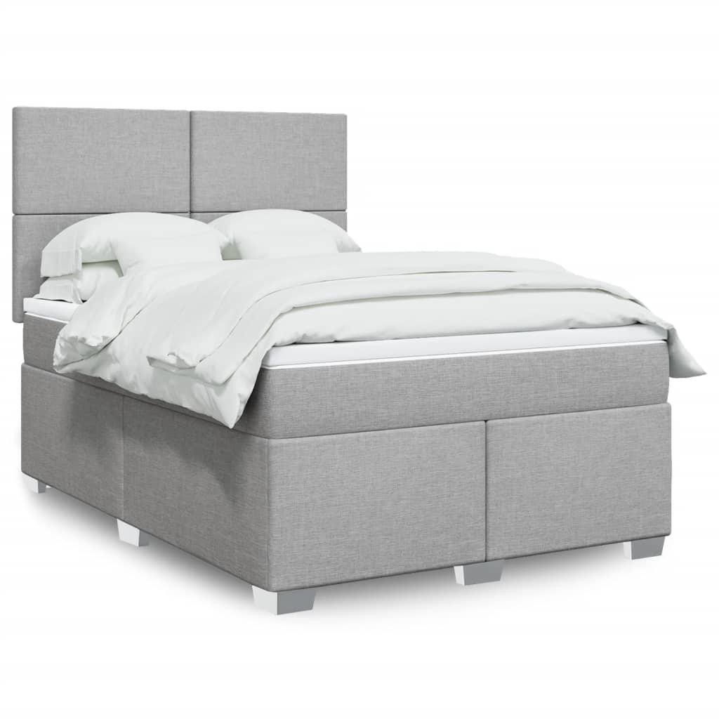Cama com molas/colchão 140x190 cm tecido cinzento-claro